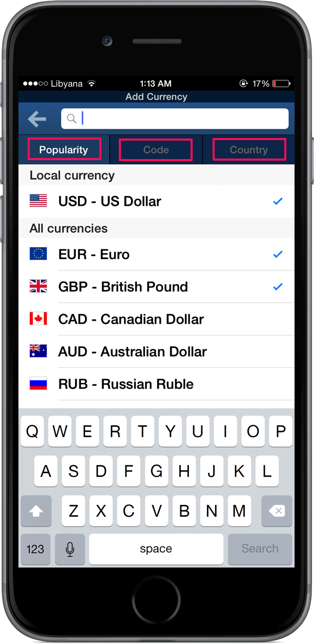 Add Currency Search