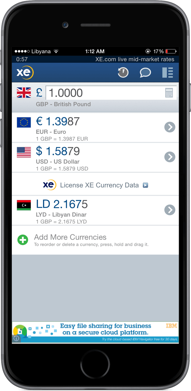 تطبيق XE Currency افضل تطبيق لتحويل العملات ايفون و اندرويد