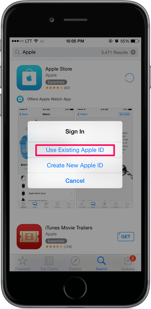 Use Excsting Apple ID