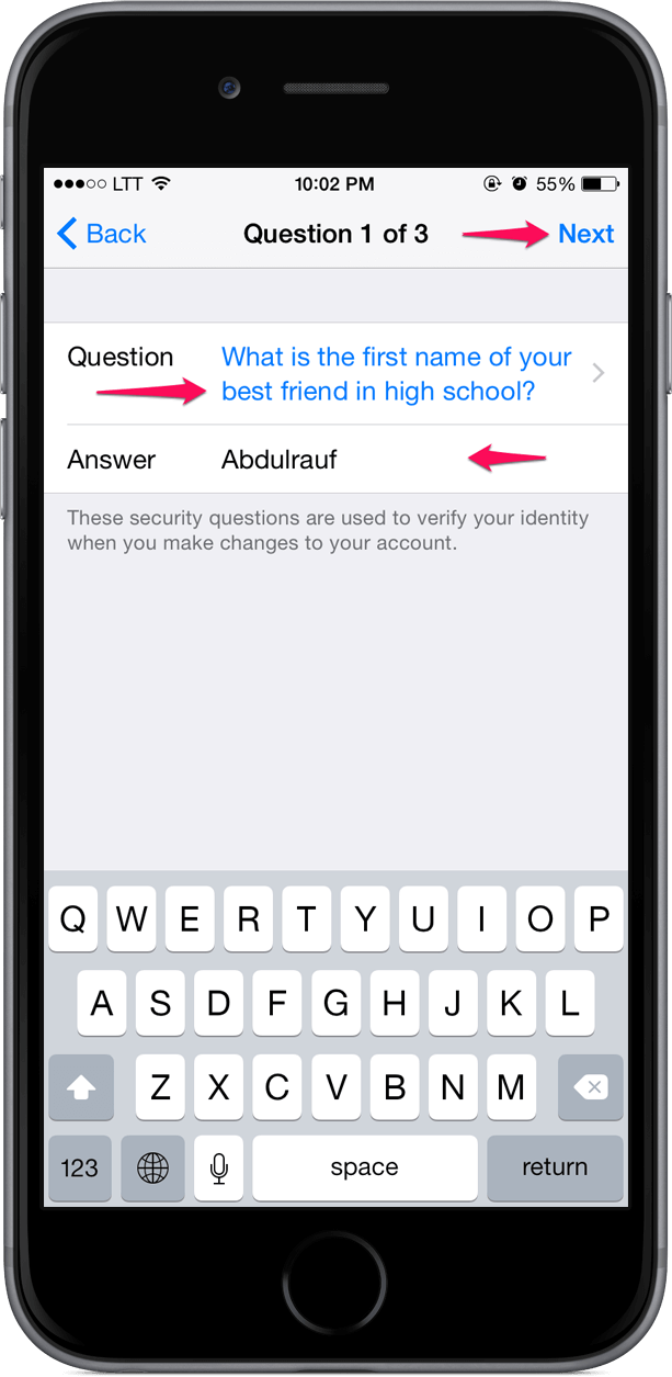 Apple ID Security Questions