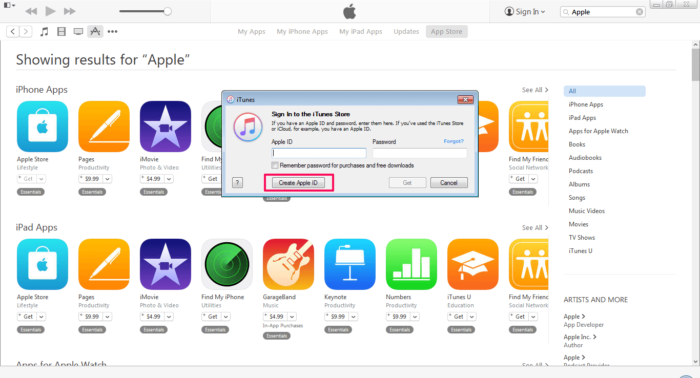 اضغط على create apple id