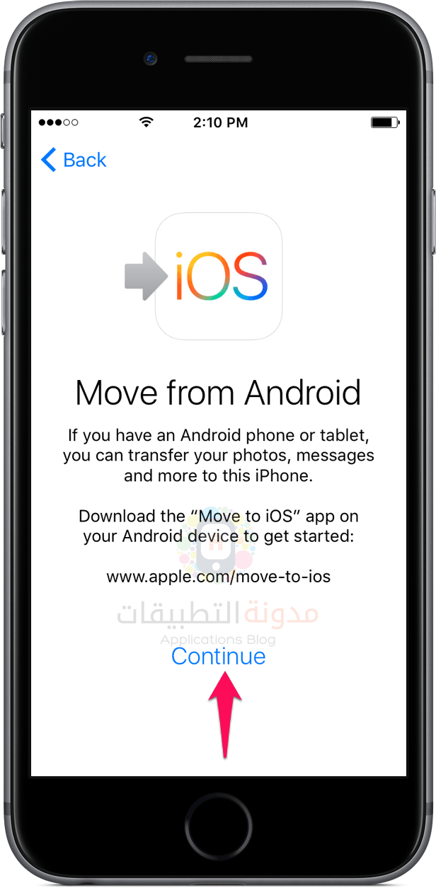 click on continue on iOS Device