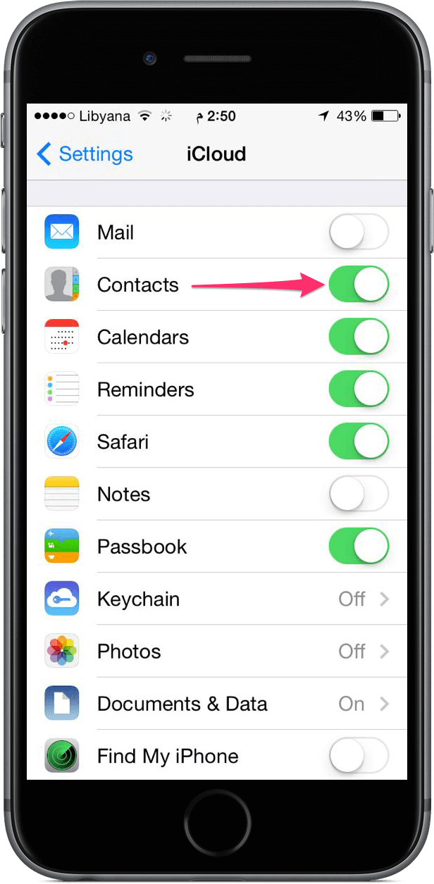 Share Contacts to icloud