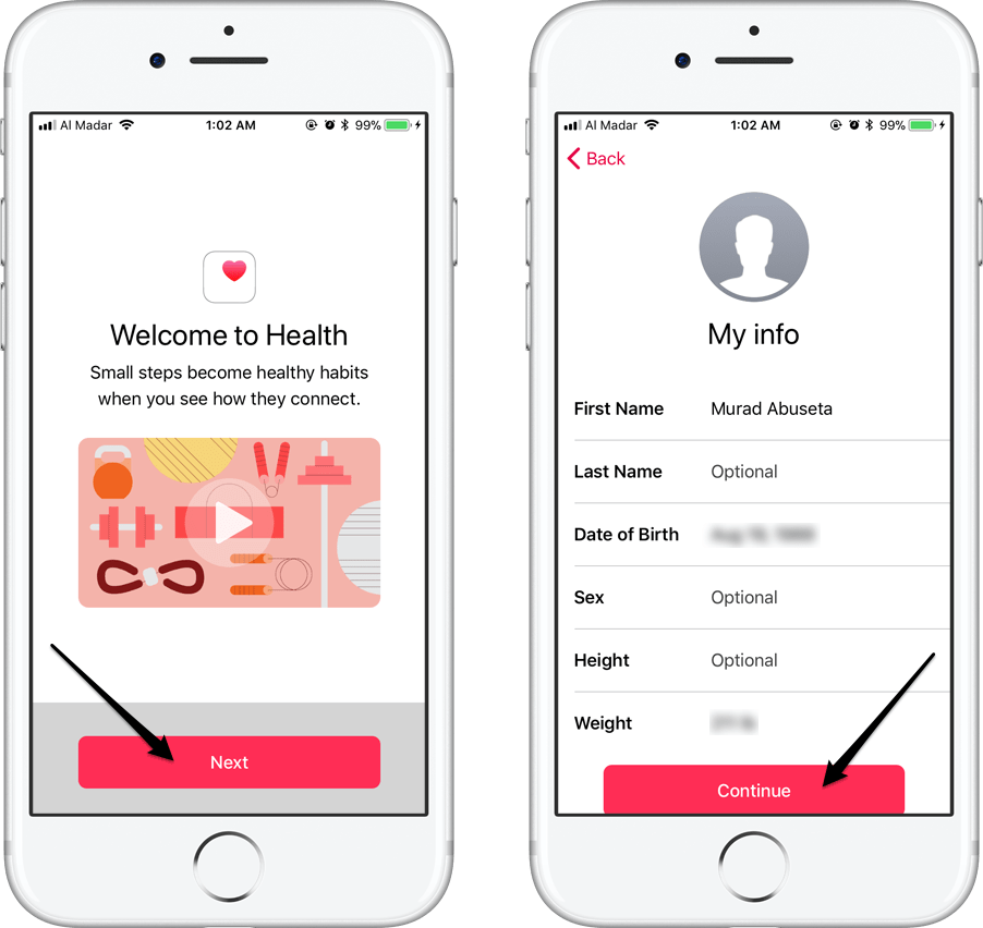 فتح تطبيق صحتي Health App في الايفون