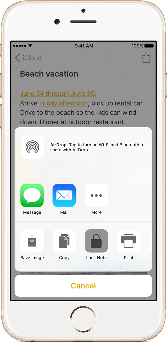 iOS 10 Lock Notes