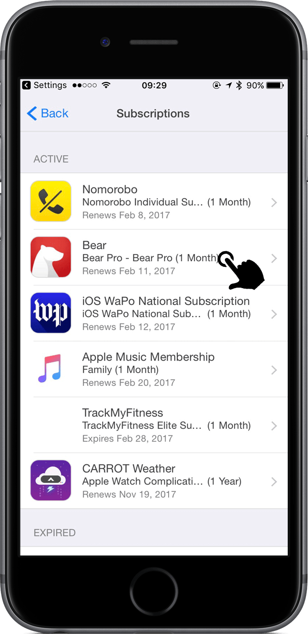 Subscription List iOS